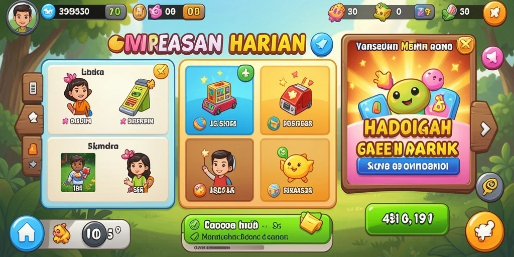 Sistem reward yang memotivasi untuk terus bermain.